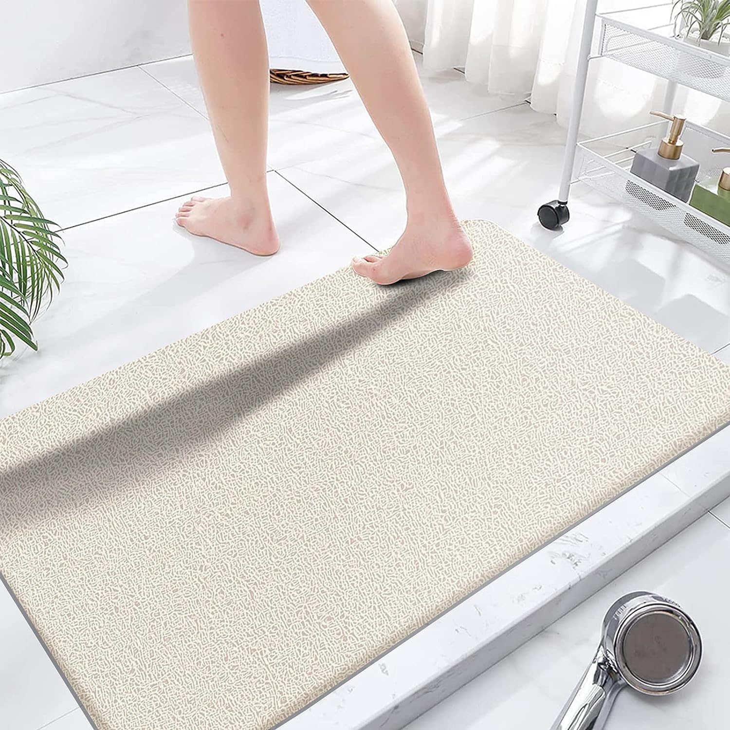 godehone Shower Mats Non Slip Without Suction Cups, PVC Loofah Bathroom Mats, Loofah Mats for Shower and Bathroom, Quick Drying, 15.7× 36 Inch, Grey