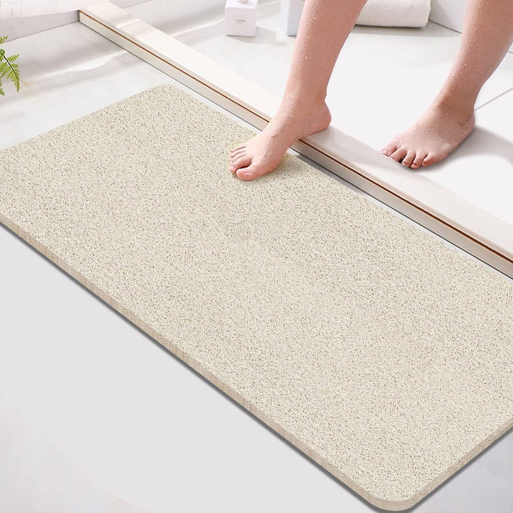 godehone Shower Mats Non Slip Without Suction Cups, PVC Loofah Bathroom Mats, Loofah Mats for Shower and Bathroom, Quick Drying, 15.7× 36 Inch, Grey