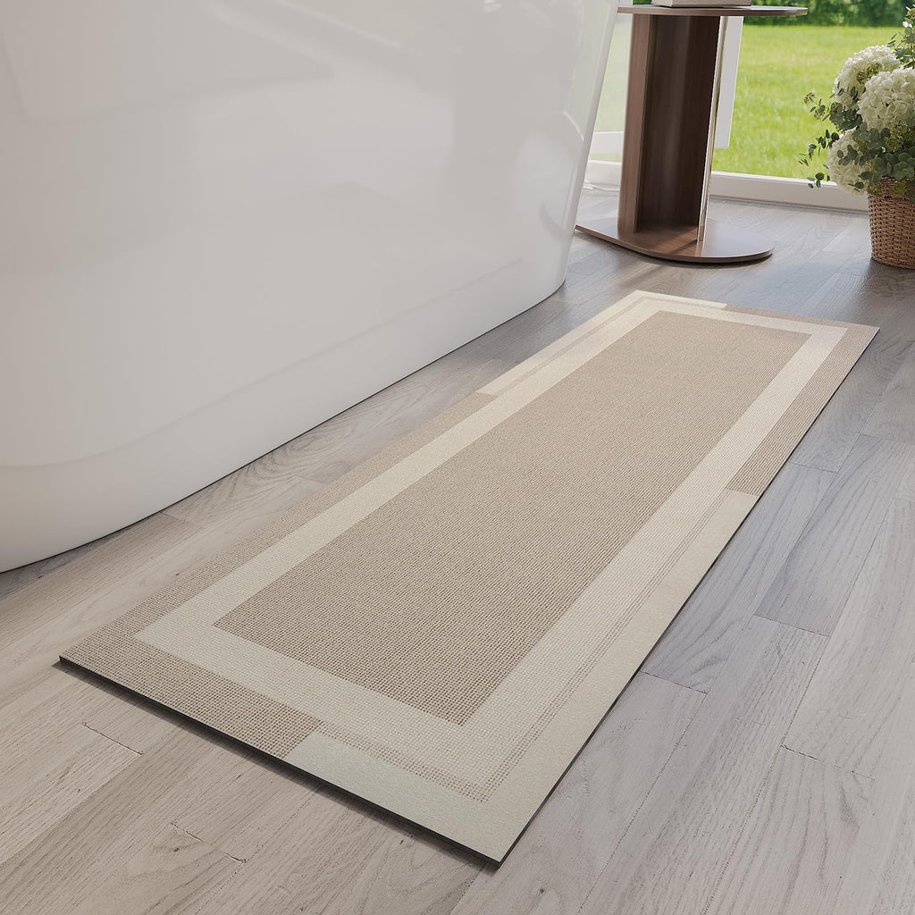 YDKGL Non Slip Bath Mat, Rubber Backing Ultra Thin Bathroom Rugs Fit Under Door Quick Dry Super Absorbent Washable Bath Rug Shower Mat for Bathroom Floor Bathtub Shower Sink, Easy Care Gray 16"x 24"