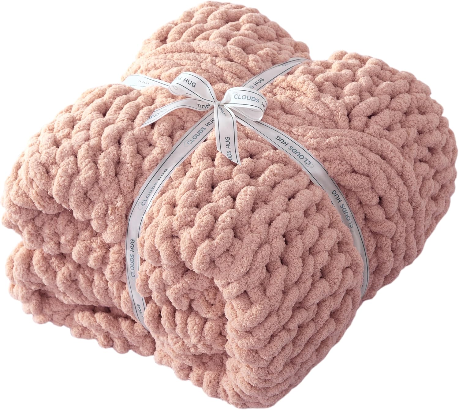 50x60 Inch Pink 100% Hand Knitted Chunky Soft Thick Warm Knit Throw Blanket for Couch Winter Use