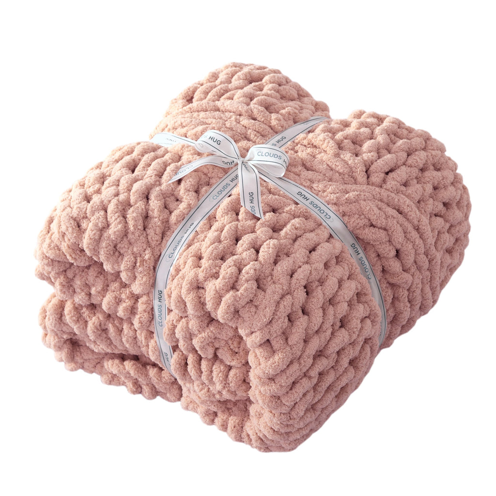 50x60 Inch Pink 100% Hand Knitted Chunky Soft Thick Warm Knit Throw Blanket for Couch Winter Use