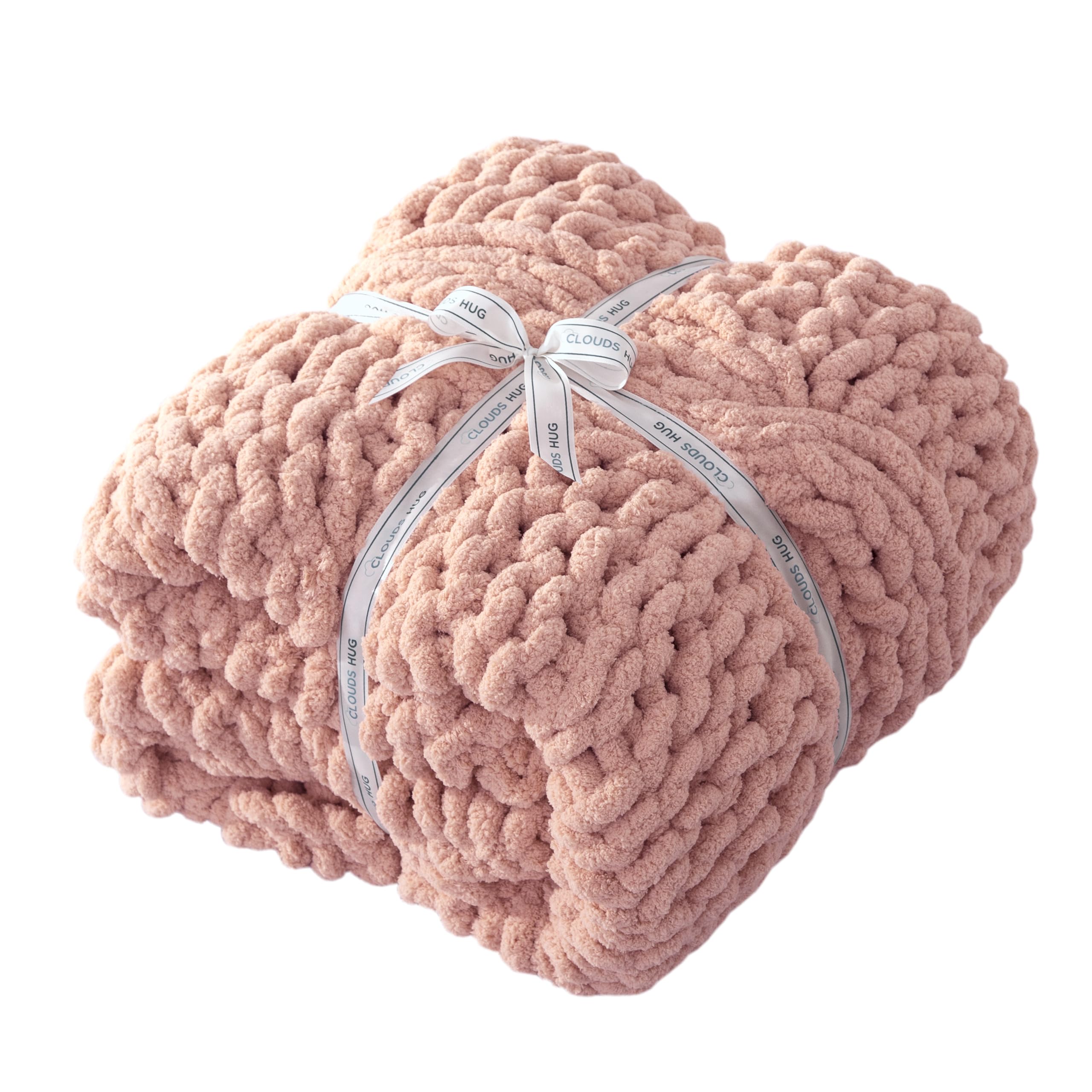 50x60 Inch Pink 100% Hand Knitted Chunky Soft Thick Warm Knit Throw Blanket for Couch Winter Use