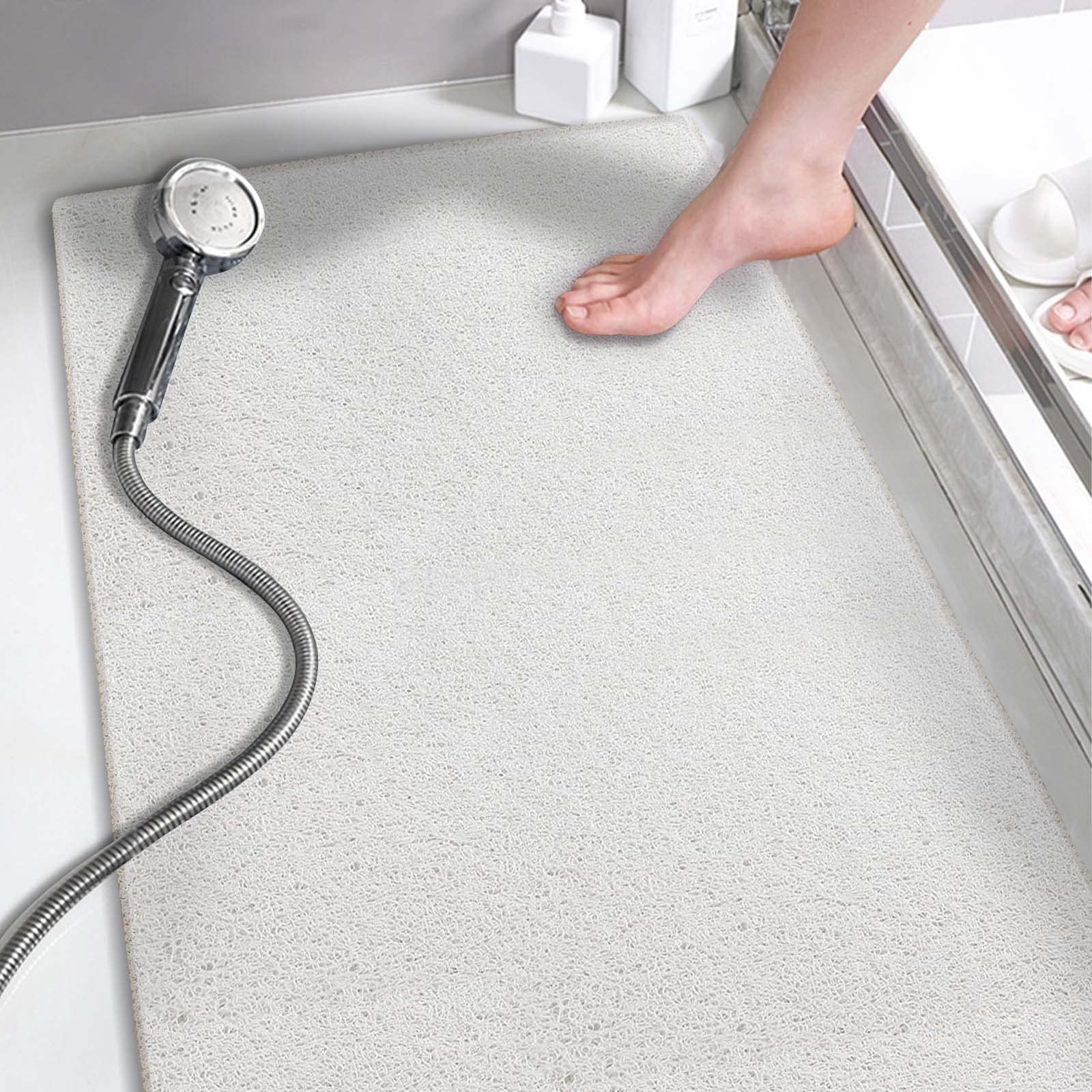 godehone Shower Mats Non Slip Without Suction Cups, PVC Loofah Bathroom Mats, Loofah Mats for Shower and Bathroom, Quick Drying, 15.7× 36 Inch, Grey