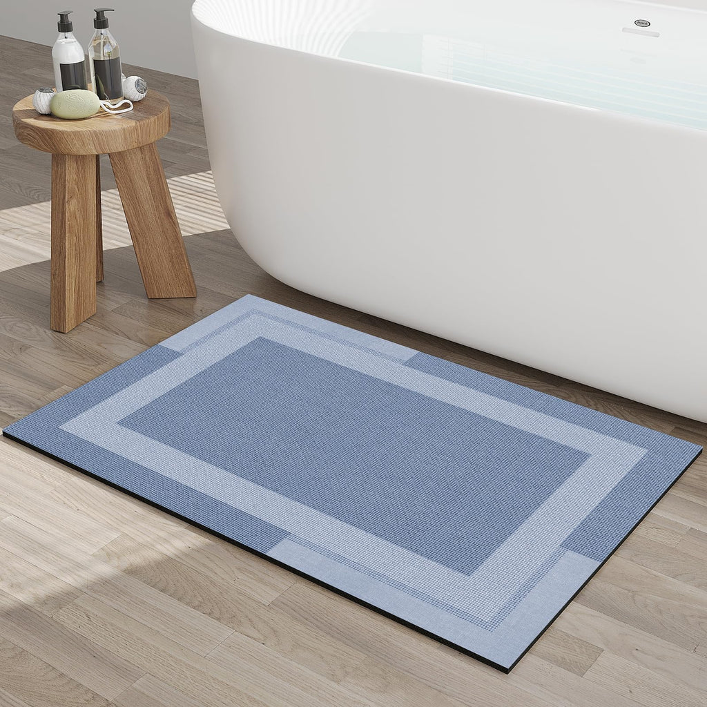 YDKGL Non Slip Bath Mat, Rubber Backing Ultra Thin Bathroom Rugs Fit Under Door Quick Dry Super Absorbent Washable Bath Rug Shower Mat for Bathroom Floor Bathtub Shower Sink, Easy Care Gray 16"x 24"
