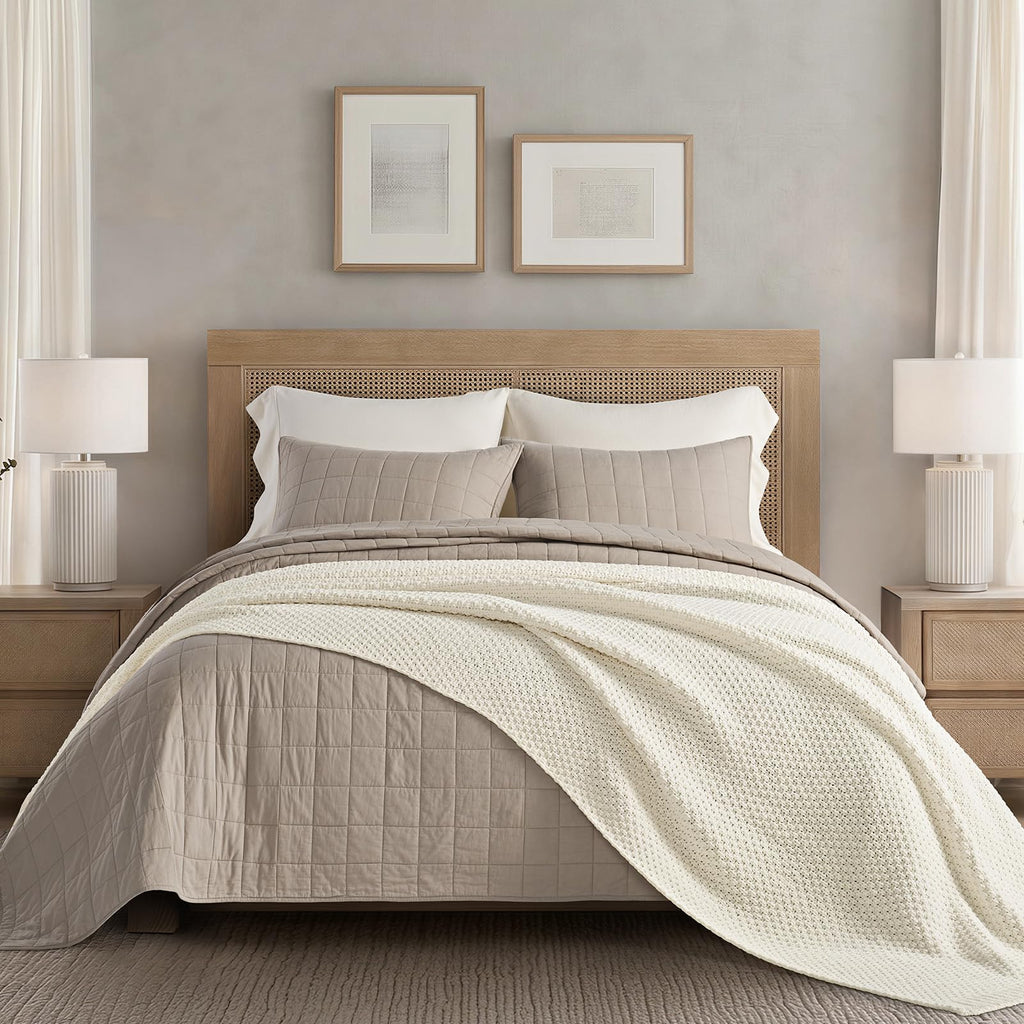 EVERGRACEHOME Chunky Chenille Knit Throw Blanket for Couch, Soft Luxurious Moss Stitch Blankets for Bed, Cozy Decorative Farmhouse Knitted Throws for Sofa, Sand Dune, 60" x 80"