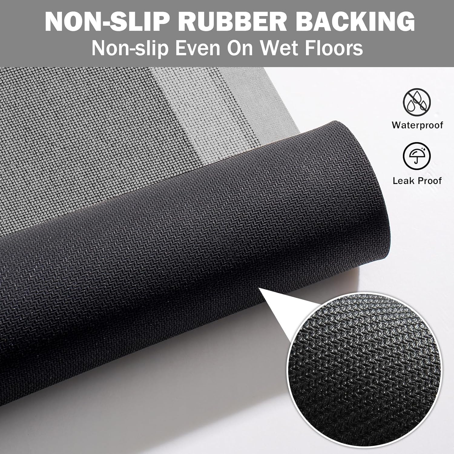 YDKGL Non Slip Bath Mat, Rubber Backing Ultra Thin Bathroom Rugs Fit Under Door Quick Dry Super Absorbent Washable Bath Rug Shower Mat for Bathroom Floor Bathtub Shower Sink, Easy Care Gray 16"x 24"