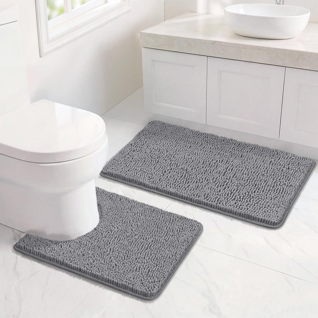 Bcoimo Bathroom Rugs 24x17, Bath Mats for Bathroom Non Slip with Rubber Backing,High Absorbent Microfiber Bath Rugs Quick Drying, Machine Washable, Durable Decor