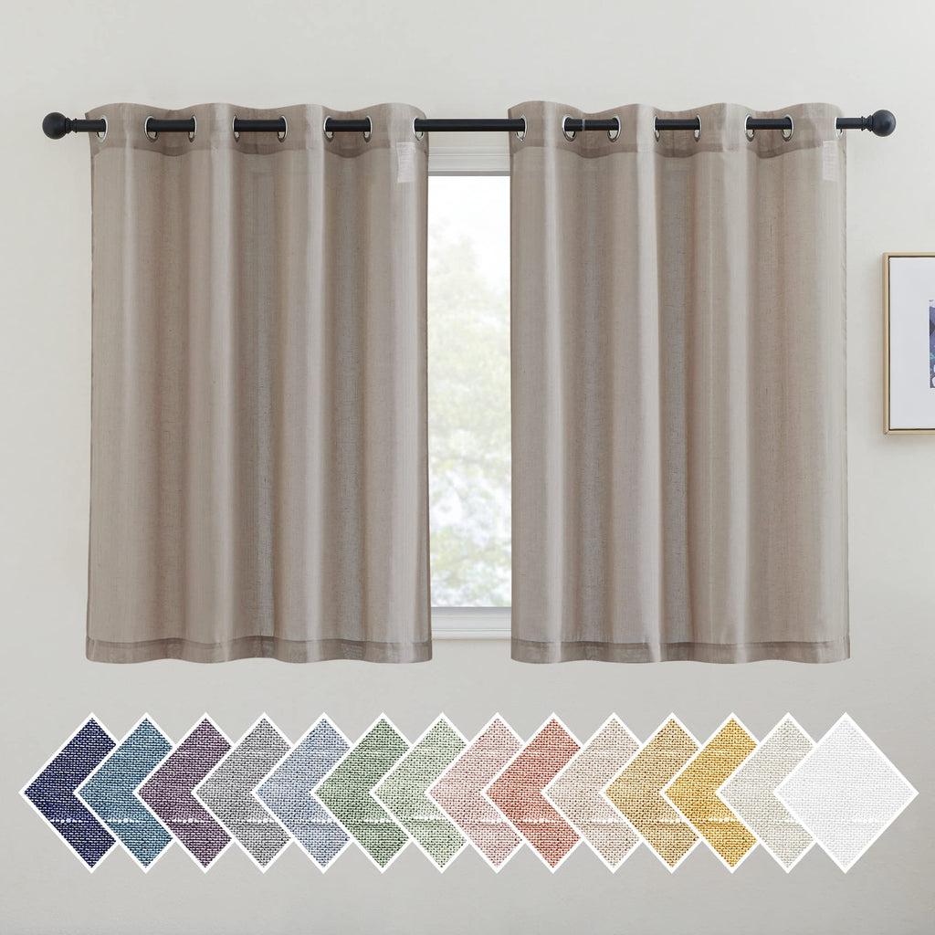 NICETOWN Linen Textured Semi Sheer Curtains 84 inches Length, Eyelet Top Bedroom Window Privacy Translucent Light Filtering Flax Sheer Drapes for Guest Room, 52 inches Wide, 2 Panels, Sea Mist