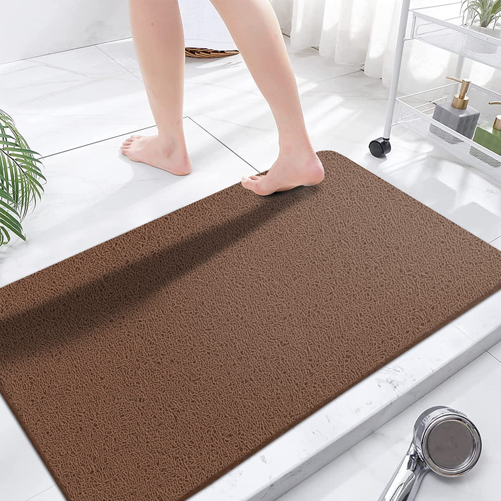 godehone Shower Mats Non Slip Without Suction Cups, PVC Loofah Bathroom Mats, Loofah Mats for Shower and Bathroom, Quick Drying, 15.7× 36 Inch, Grey