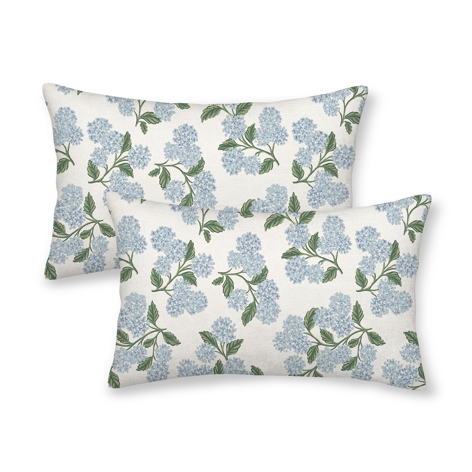 AEIOAE Spring Pillow Covers 18x18 Inch Set of 2,Sage Green Wild Flower Plant Throw Pillows Case,Seasonal Floral Outdoor Decorative Square Linen Farmhouse Decor Cushion Covers for Home Sofa Bed Couch