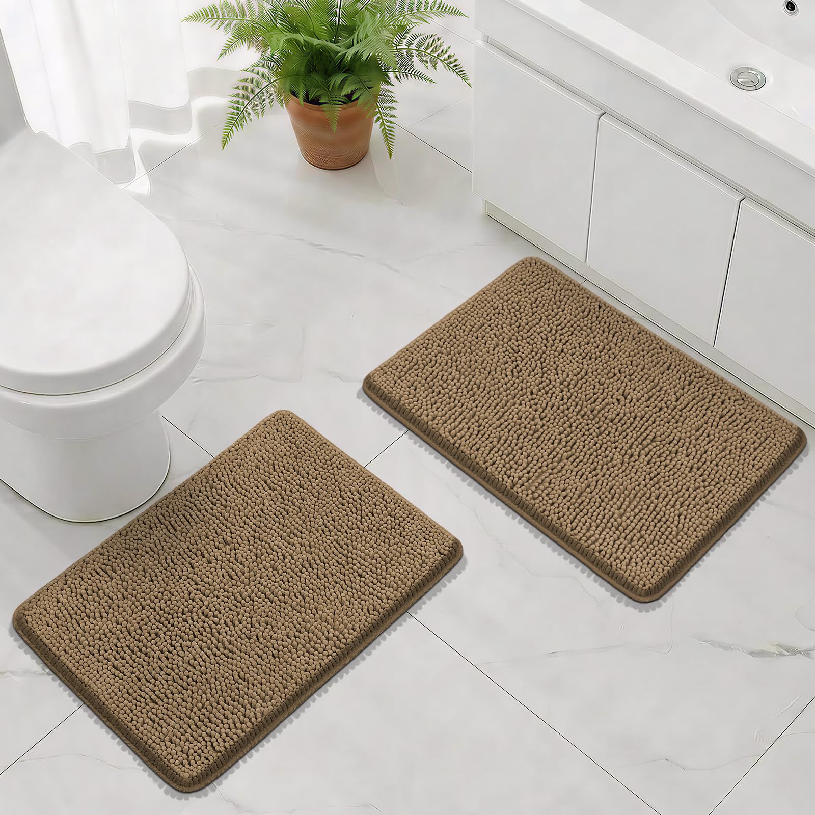 Bcoimo Bathroom Rugs 24x17, Bath Mats for Bathroom Non Slip with Rubber Backing,High Absorbent Microfiber Bath Rugs Quick Drying, Machine Washable, Durable Decor