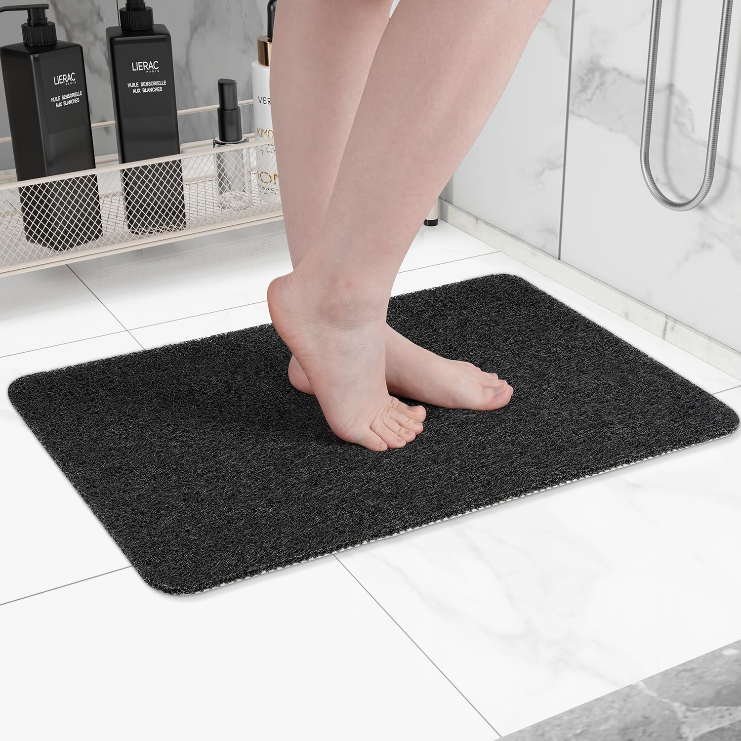 Hargiis Non Slip Bathtub Mat, Foot Scrubber Anti Slip Fast Drying Shower Mat for Tub, Floor,Bathroom, Home, Kitchen, Hotel, Beige, 24x16 Inches