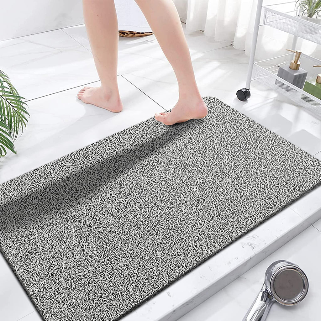 godehone Shower Mats Non Slip Without Suction Cups, PVC Loofah Bathroom Mats, Loofah Mats for Shower and Bathroom, Quick Drying, 15.7× 36 Inch, Grey