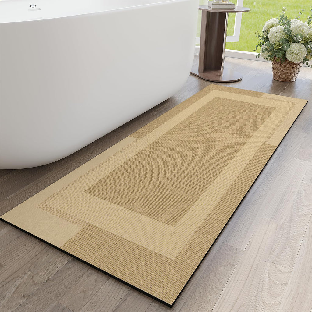 YDKGL Non Slip Bath Mat, Rubber Backing Ultra Thin Bathroom Rugs Fit Under Door Quick Dry Super Absorbent Washable Bath Rug Shower Mat for Bathroom Floor Bathtub Shower Sink, Easy Care Gray 16"x 24"