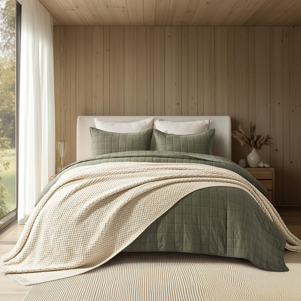 EVERGRACEHOME Chunky Chenille Knit Throw Blanket for Couch, Soft Luxurious Moss Stitch Blankets for Bed, Cozy Decorative Farmhouse Knitted Throws for Sofa, Sand Dune, 60" x 80"