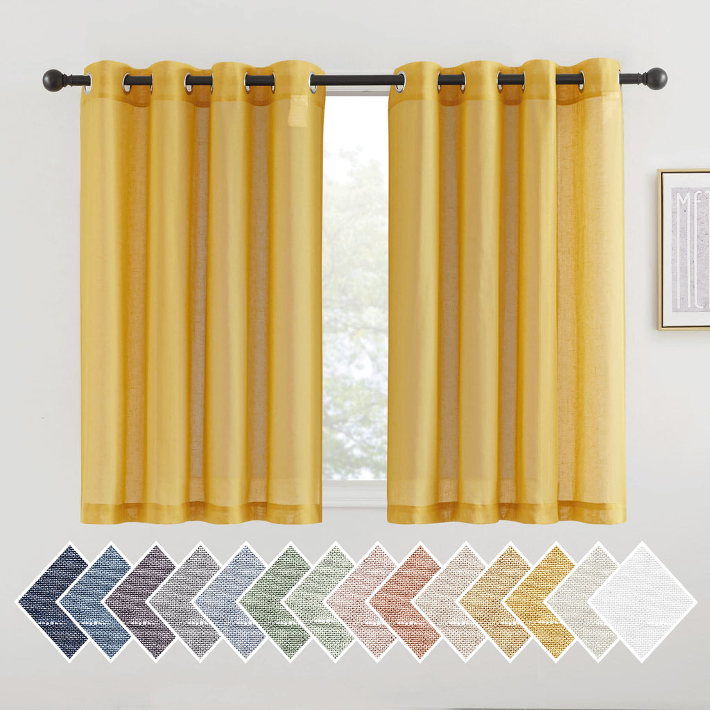NICETOWN Linen Textured Semi Sheer Curtains 84 inches Length, Eyelet Top Bedroom Window Privacy Translucent Light Filtering Flax Sheer Drapes for Guest Room, 52 inches Wide, 2 Panels, Sea Mist