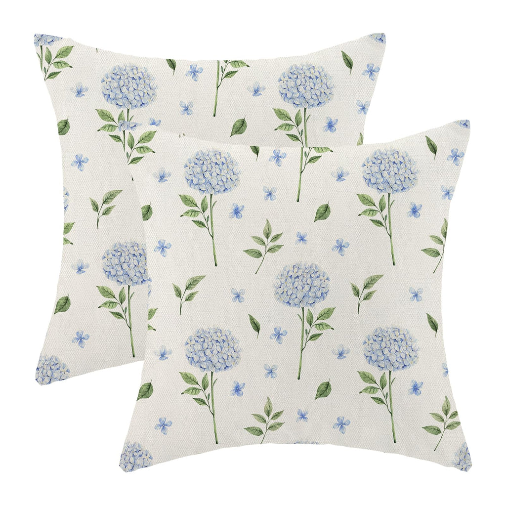 AEIOAE Spring Pillow Covers 18x18 Inch Set of 2,Sage Green Wild Flower Plant Throw Pillows Case,Seasonal Floral Outdoor Decorative Square Linen Farmhouse Decor Cushion Covers for Home Sofa Bed Couch