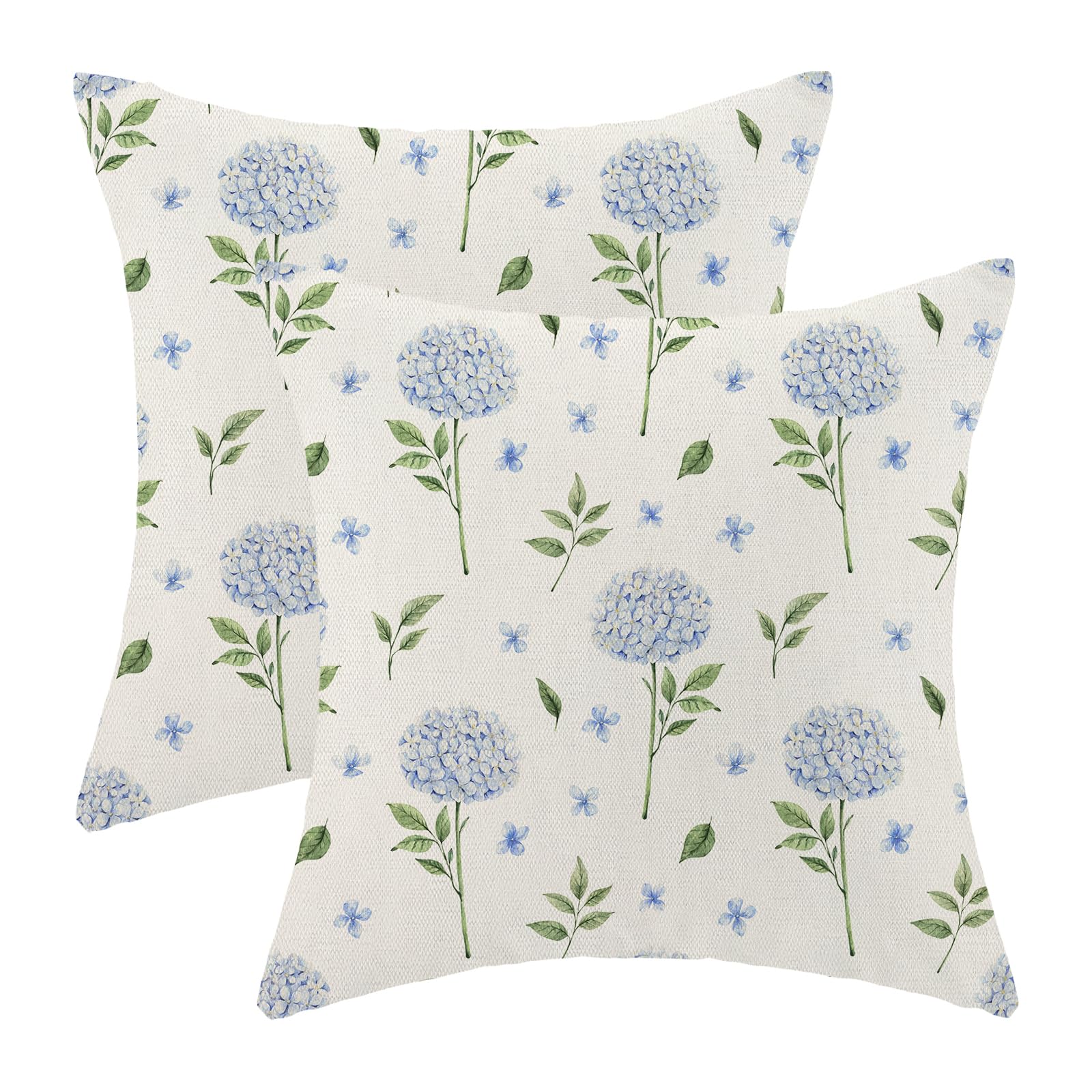 AEIOAE Spring Pillow Covers 18x18 Inch Set of 2,Sage Green Wild Flower Plant Throw Pillows Case,Seasonal Floral Outdoor Decorative Square Linen Farmhouse Decor Cushion Covers for Home Sofa Bed Couch