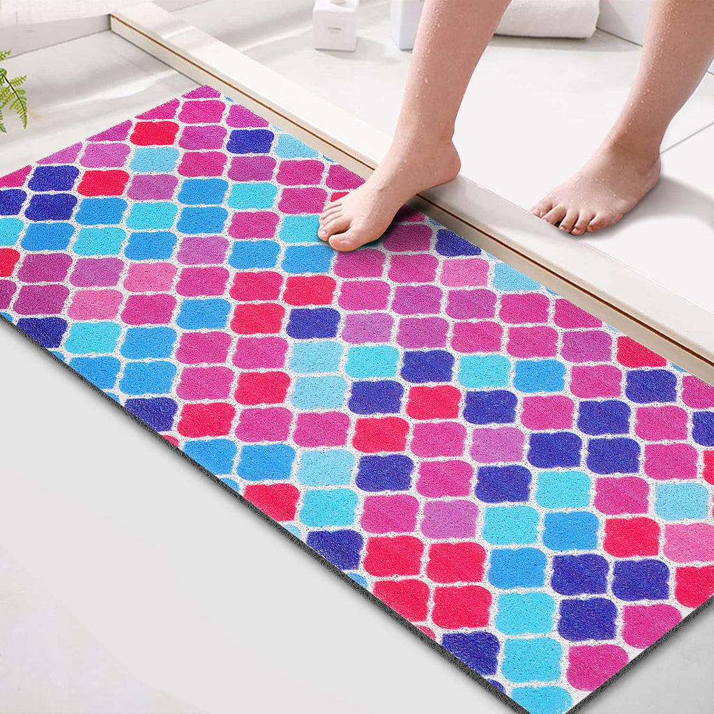 godehone Shower Mats Non Slip Without Suction Cups, PVC Loofah Bathroom Mats, Loofah Mats for Shower and Bathroom, Quick Drying, 15.7× 36 Inch, Grey