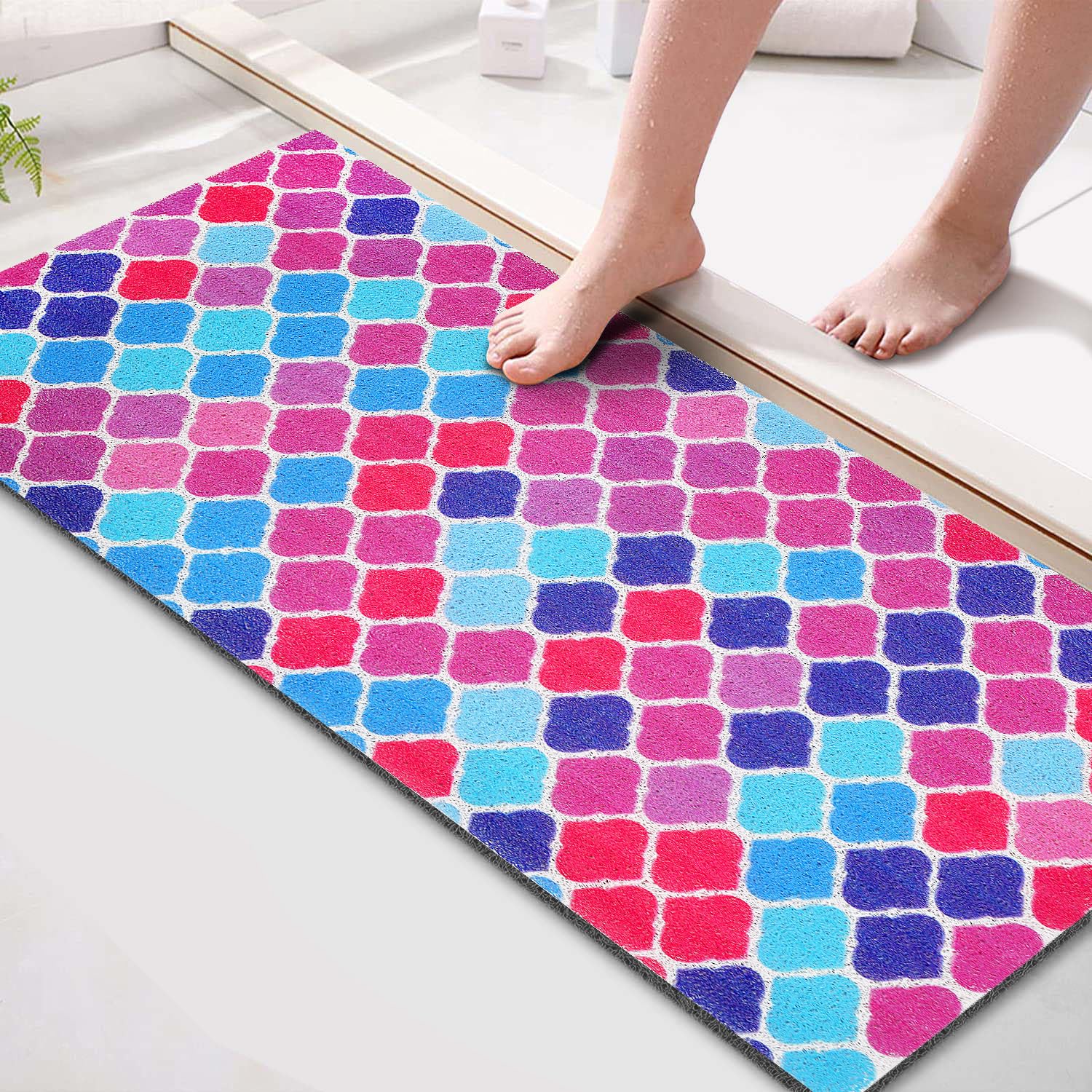 godehone Shower Mats Non Slip Without Suction Cups, PVC Loofah Bathroom Mats, Loofah Mats for Shower and Bathroom, Quick Drying, 15.7× 36 Inch, Grey