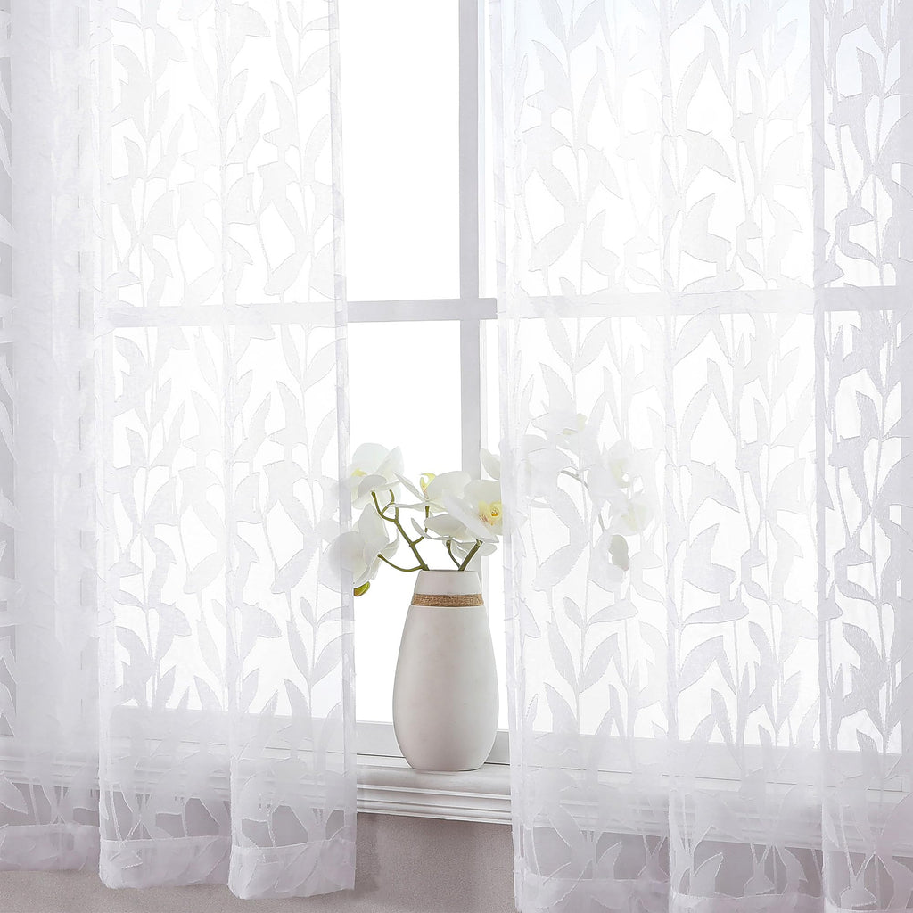 OWENIE Leyna 2 Panels Sage Green Sheer Curtains 63 Inch Length for Bedroom, Soft Lightweight Jacquard Clip Window Curtain for Living Room, Double Rod Pockets Textured Drapes, Each 40Wx63L Inches