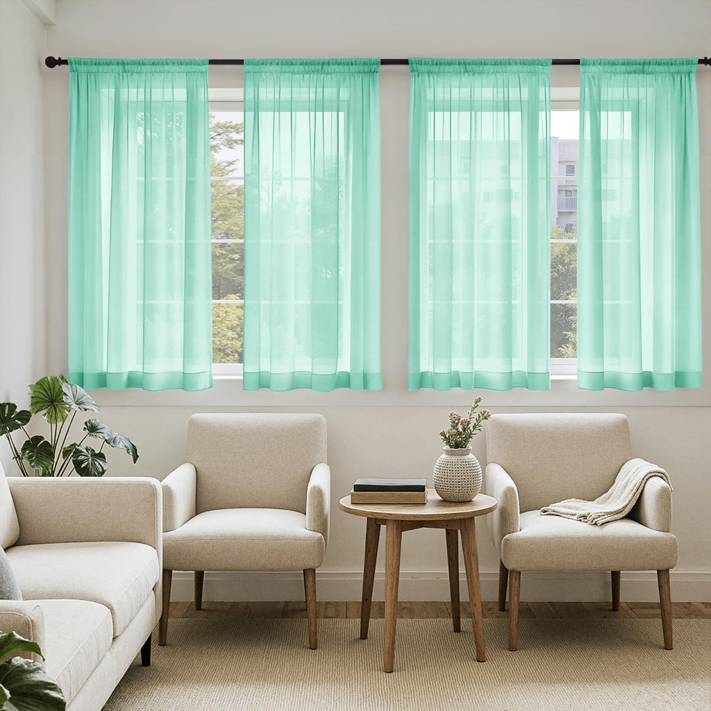 MIULEE White Sheer Curtains 84 Inches Long, 4 Panels Set, Light Filtering Rod Pocket Voile Drapes for Living Room and Bedroom, Airy Soft Fabric Window Treatments, 42 x 84 Inches