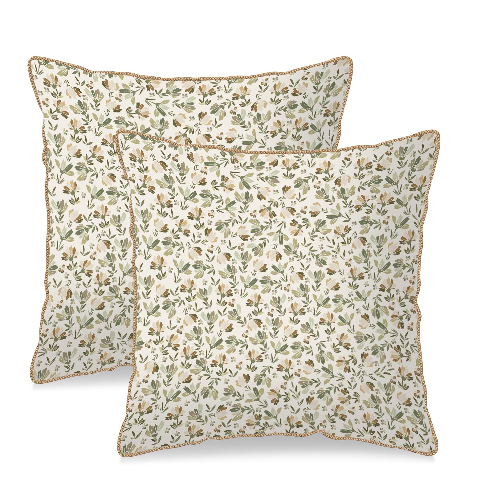Vintage Floral Soft Velvet Throw Pillow Covers Set of 2 Burnt Orange Navy Flowers Plant Decorative Pillow Covers 18x18 Inch Art Botanical Pillow Case For Sofa Couch Outdoor Farmhouse Home Decor