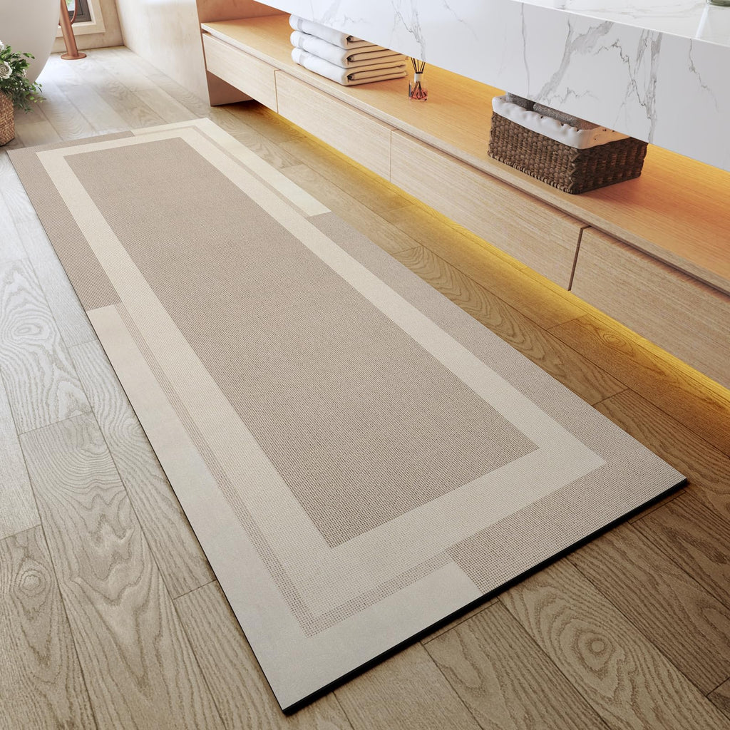 YDKGL Non Slip Bath Mat, Rubber Backing Ultra Thin Bathroom Rugs Fit Under Door Quick Dry Super Absorbent Washable Bath Rug Shower Mat for Bathroom Floor Bathtub Shower Sink, Easy Care Gray 16"x 24"