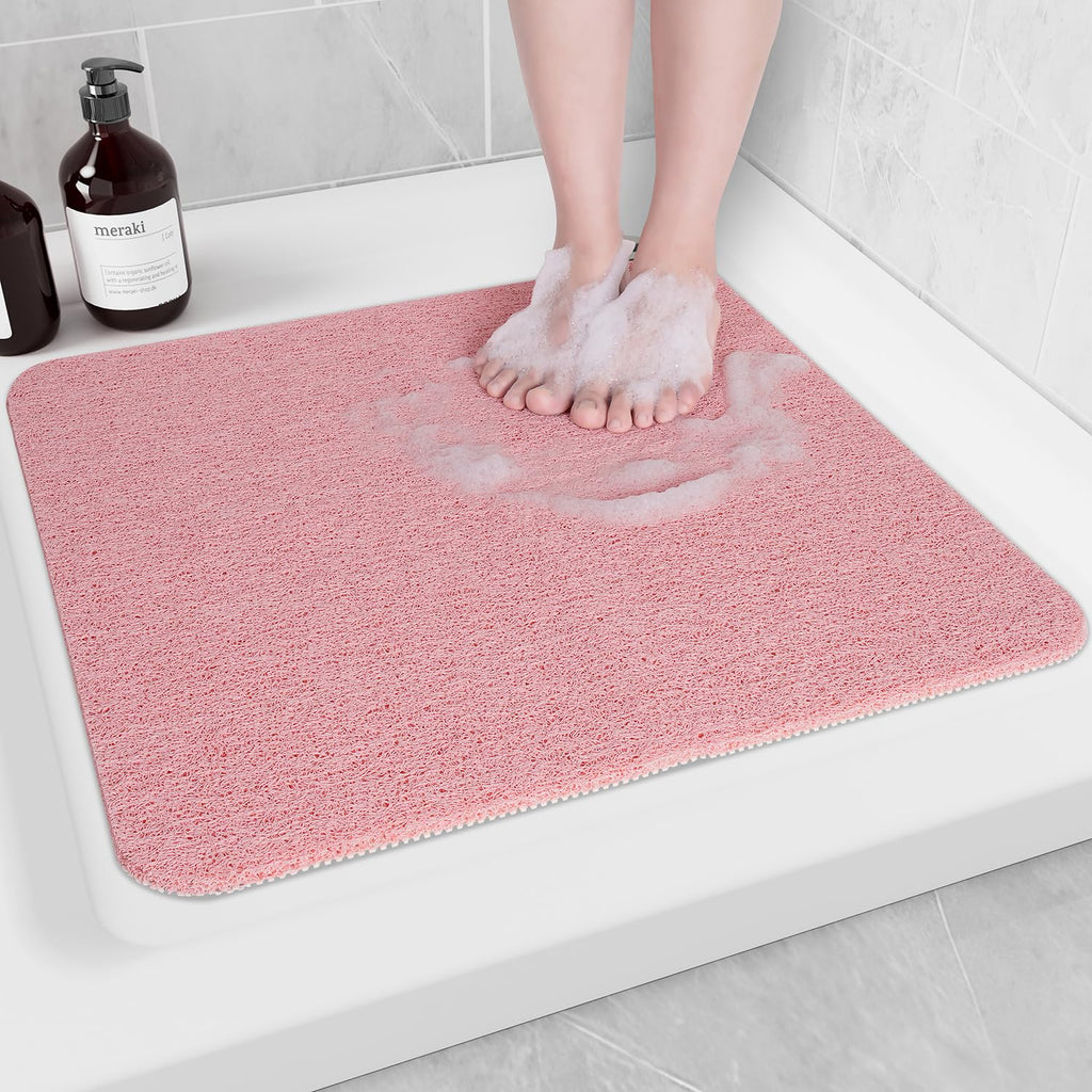 Hargiis Non Slip Bathtub Mat, Foot Scrubber Anti Slip Fast Drying Shower Mat for Tub, Floor,Bathroom, Home, Kitchen, Hotel, Beige, 24x16 Inches