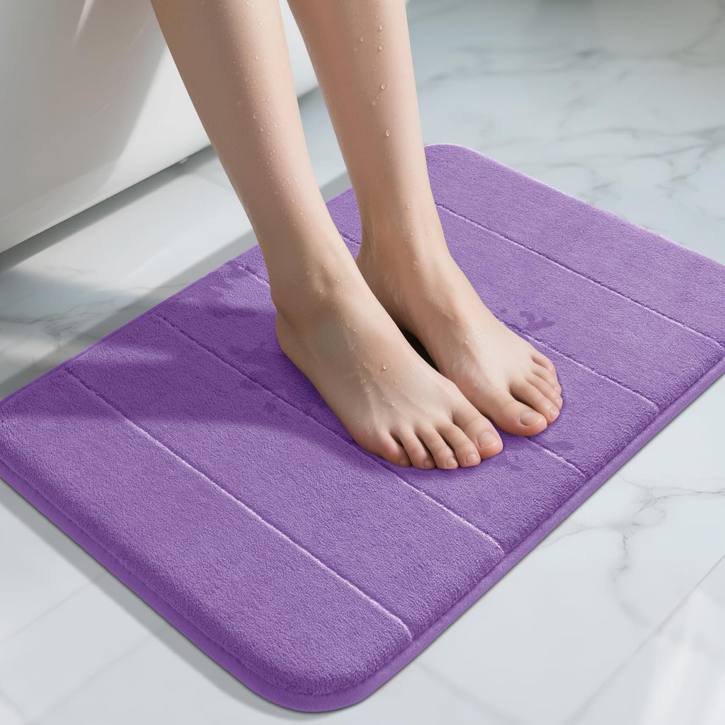 Yimobra Memory Foam Bath Mat, Super Soft Absorbent Bathroom Rug Non Slip, Quick Dry, Machine Washable Floor Carpet for Tub Shower, Home Decor Accessories, 24x17, Grey