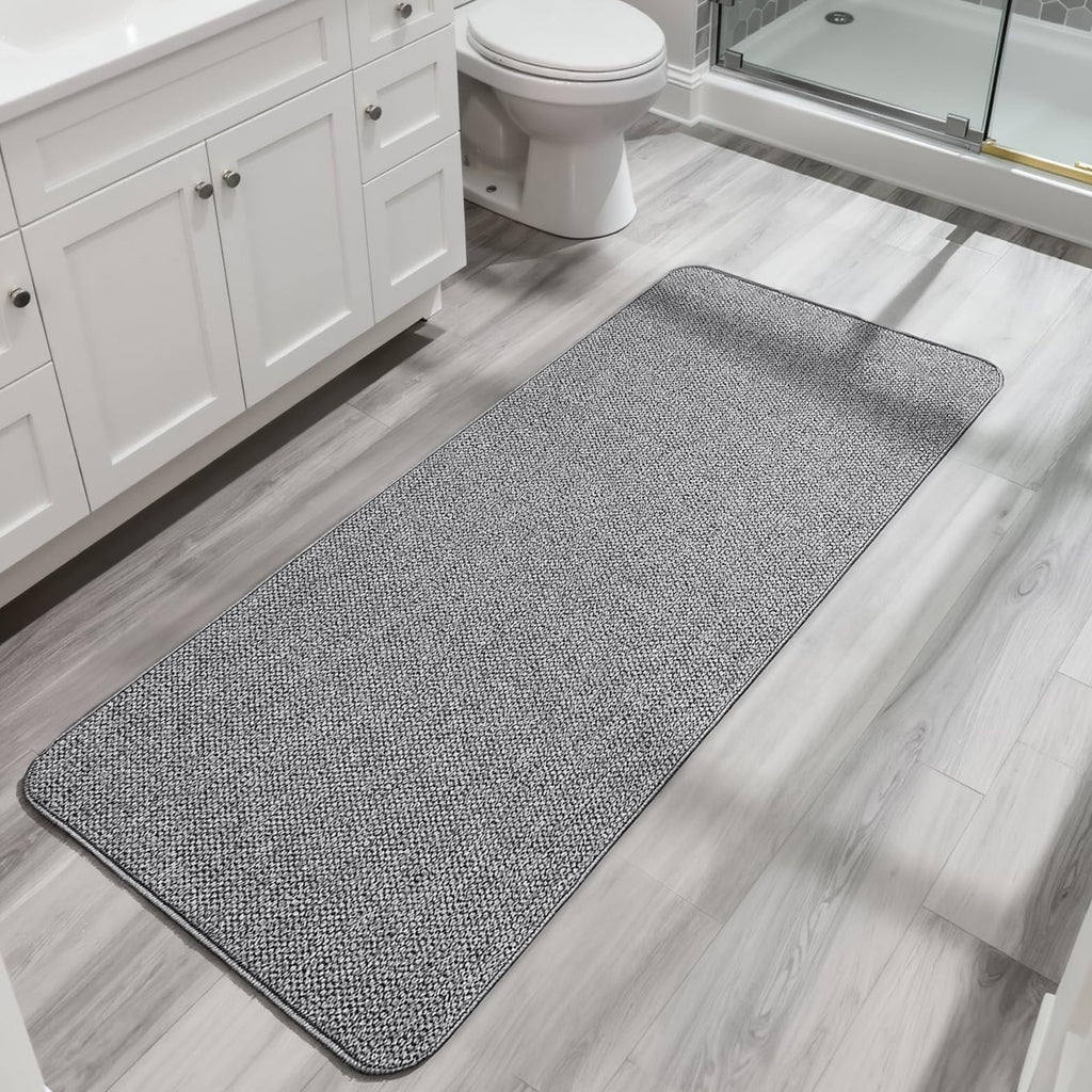 Bath Mat,Ultra Thin Bathroom Rugs,Rubber Bath Mats for Bathroom,No Slip Bath Rugs,Quick Dry,Machine Washable,Low Pile,Absorbent,Shower Outside,Sink,Home Decor Accessories.Grey,1'5"x2'3"(17x27Inch)