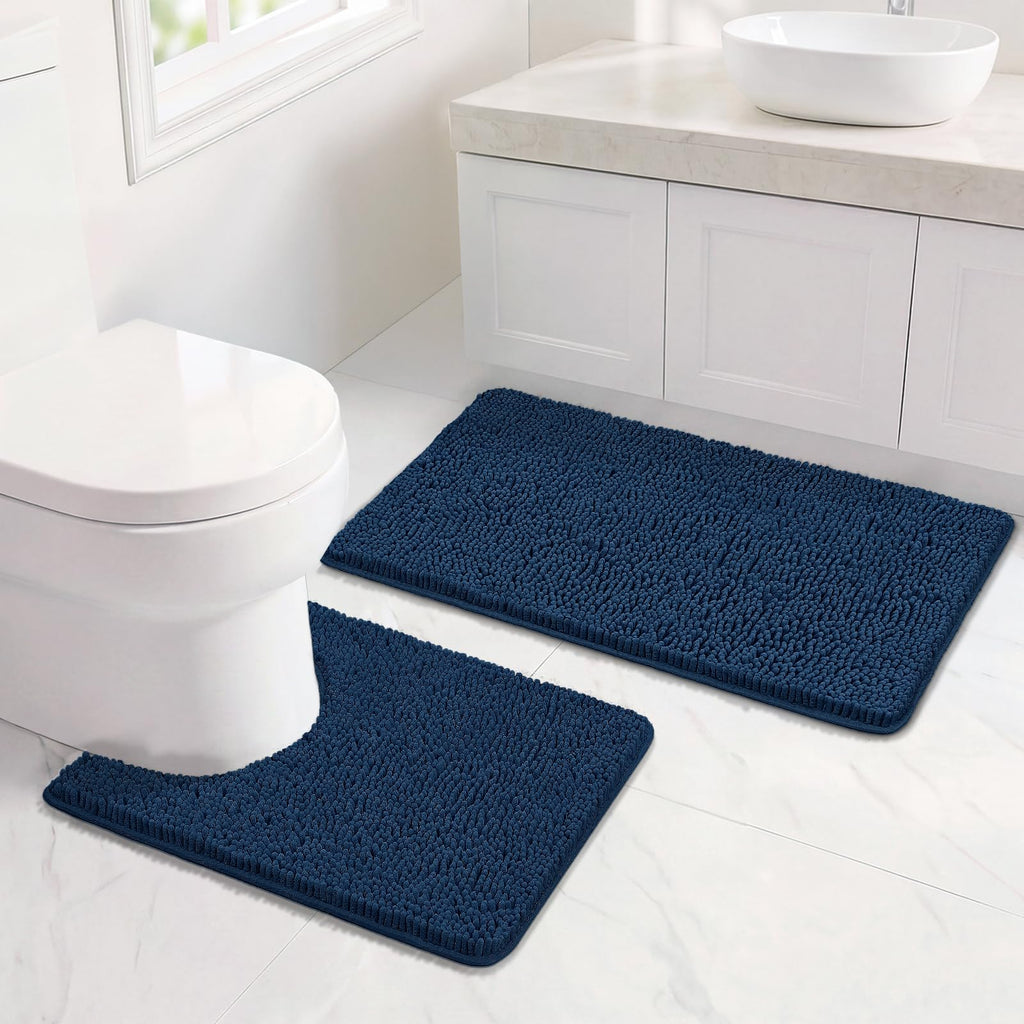 Bcoimo Bathroom Rugs 24x17, Bath Mats for Bathroom Non Slip with Rubber Backing,High Absorbent Microfiber Bath Rugs Quick Drying, Machine Washable, Durable Decor