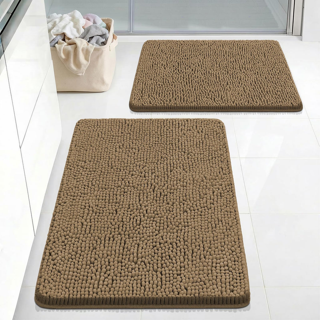 Bcoimo Bathroom Rugs 24x17, Bath Mats for Bathroom Non Slip with Rubber Backing,High Absorbent Microfiber Bath Rugs Quick Drying, Machine Washable, Durable Decor