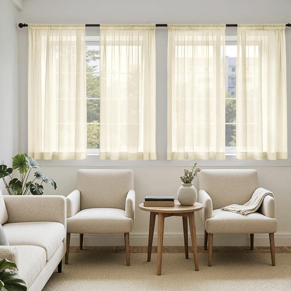 MIULEE White Sheer Curtains 84 Inches Long, 4 Panels Set, Light Filtering Rod Pocket Voile Drapes for Living Room and Bedroom, Airy Soft Fabric Window Treatments, 42 x 84 Inches