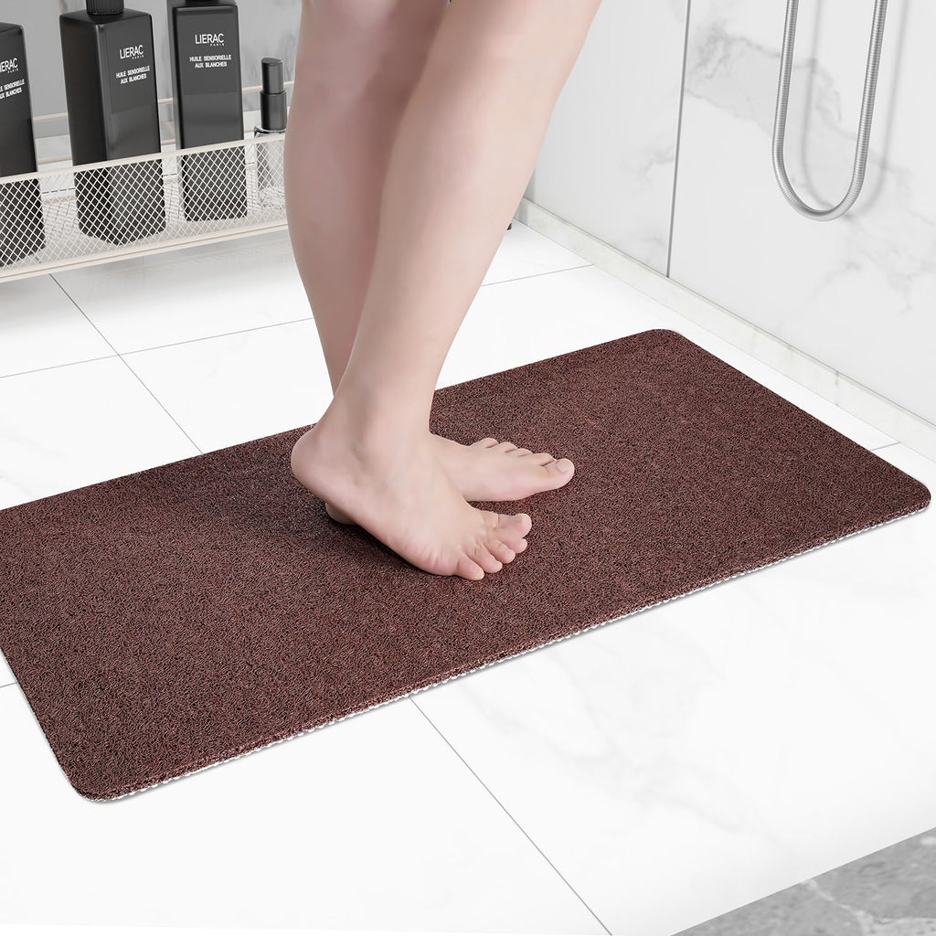 Hargiis Non Slip Bathtub Mat, Foot Scrubber Anti Slip Fast Drying Shower Mat for Tub, Floor,Bathroom, Home, Kitchen, Hotel, Beige, 24x16 Inches
