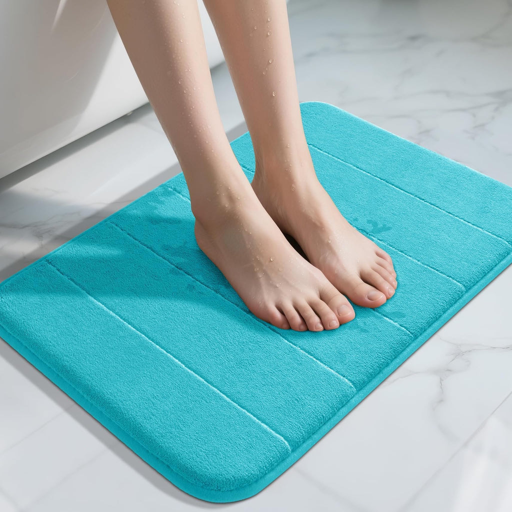Yimobra Memory Foam Bath Mat, Super Soft Absorbent Bathroom Rug Non Slip, Quick Dry, Machine Washable Floor Carpet for Tub Shower, Home Decor Accessories, 24x17, Grey