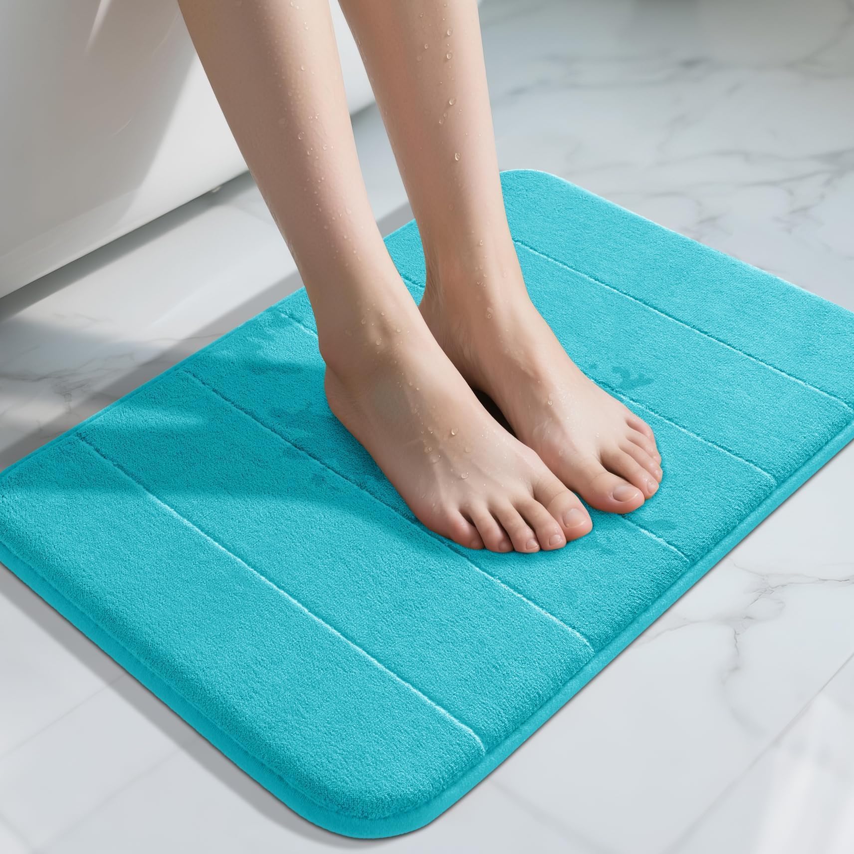 Yimobra Memory Foam Bath Mat, Super Soft Absorbent Bathroom Rug Non Slip, Quick Dry, Machine Washable Floor Carpet for Tub Shower, Home Decor Accessories, 24x17, Grey