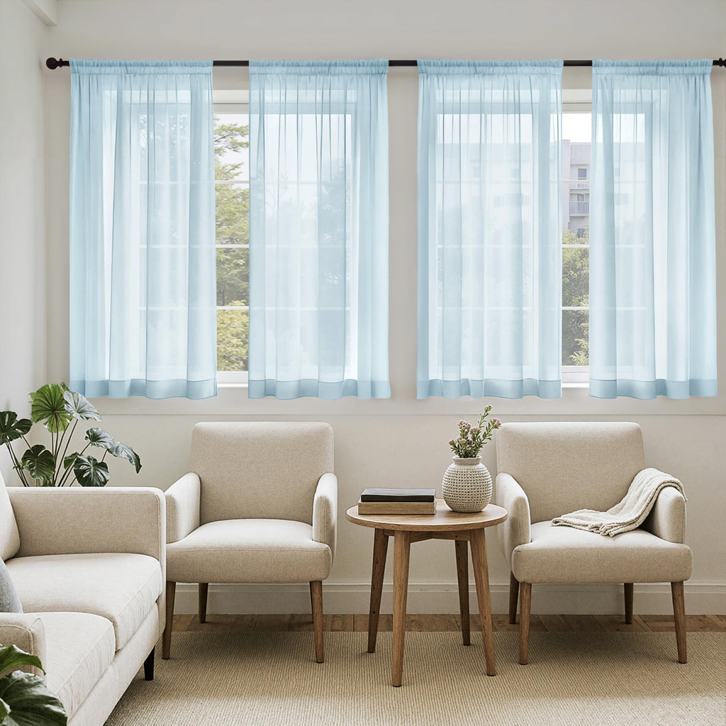 MIULEE White Sheer Curtains 84 Inches Long, 4 Panels Set, Light Filtering Rod Pocket Voile Drapes for Living Room and Bedroom, Airy Soft Fabric Window Treatments, 42 x 84 Inches