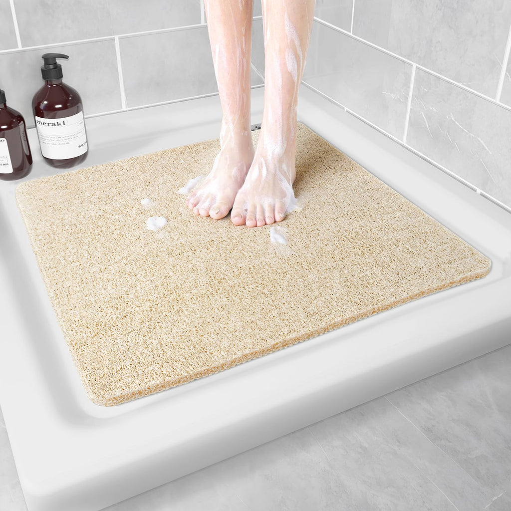Hargiis Non Slip Bathtub Mat, Foot Scrubber Anti Slip Fast Drying Shower Mat for Tub, Floor,Bathroom, Home, Kitchen, Hotel, Beige, 24x16 Inches