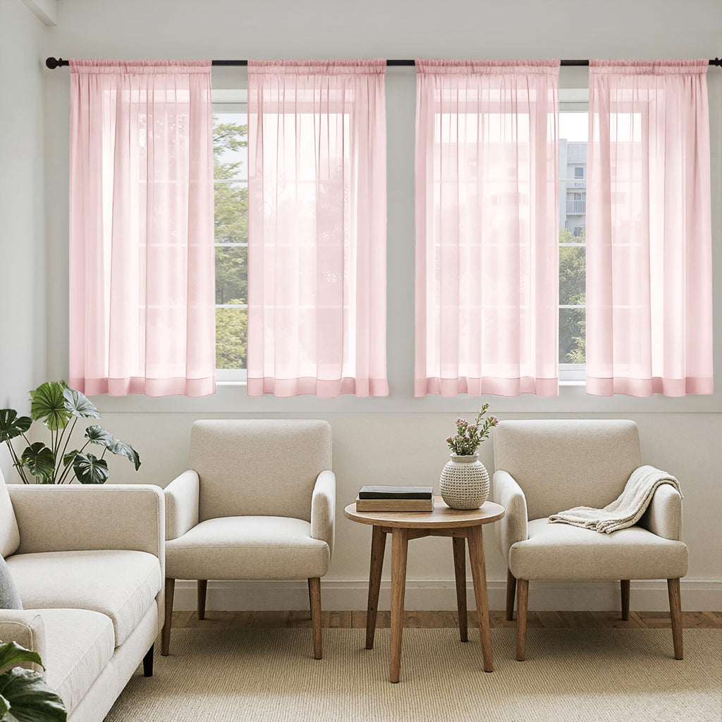 MIULEE White Sheer Curtains 84 Inches Long, 4 Panels Set, Light Filtering Rod Pocket Voile Drapes for Living Room and Bedroom, Airy Soft Fabric Window Treatments, 42 x 84 Inches