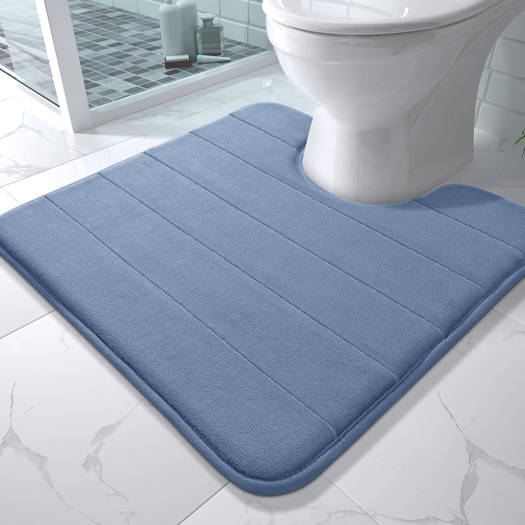 Yimobra Memory Foam Bath Mat, Super Soft Absorbent Bathroom Rug Non Slip, Quick Dry, Machine Washable Floor Carpet for Tub Shower, Home Decor Accessories, 24x17, Grey