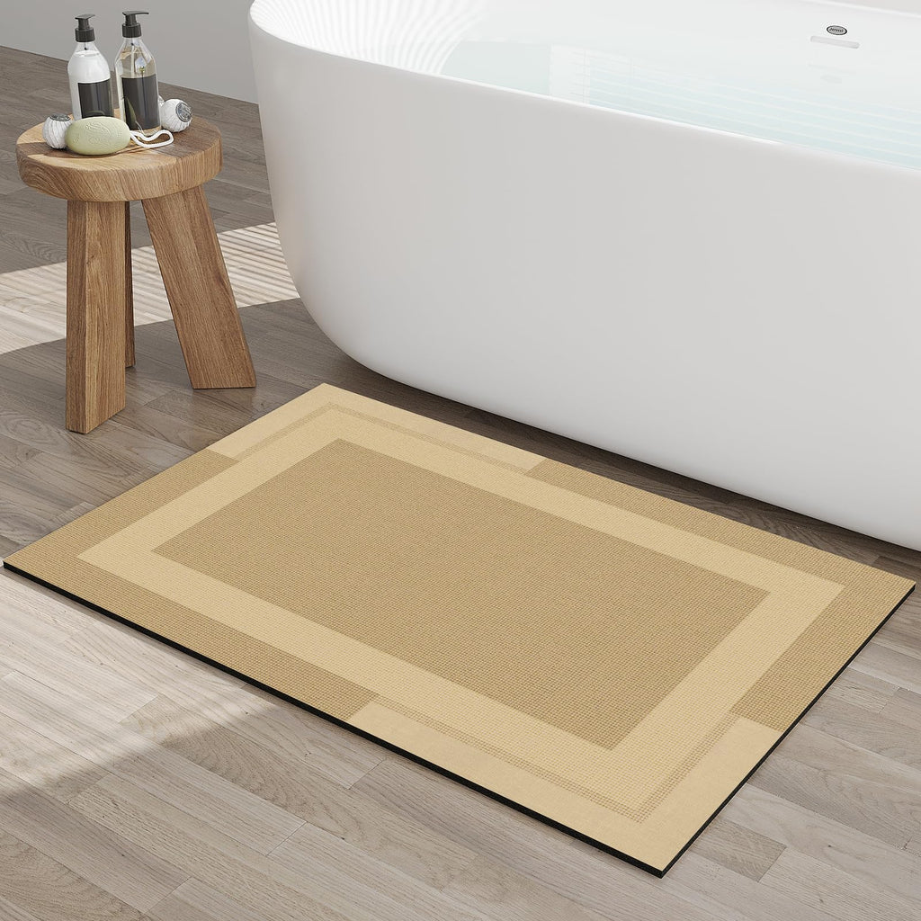 YDKGL Non Slip Bath Mat, Rubber Backing Ultra Thin Bathroom Rugs Fit Under Door Quick Dry Super Absorbent Washable Bath Rug Shower Mat for Bathroom Floor Bathtub Shower Sink, Easy Care Gray 16"x 24"