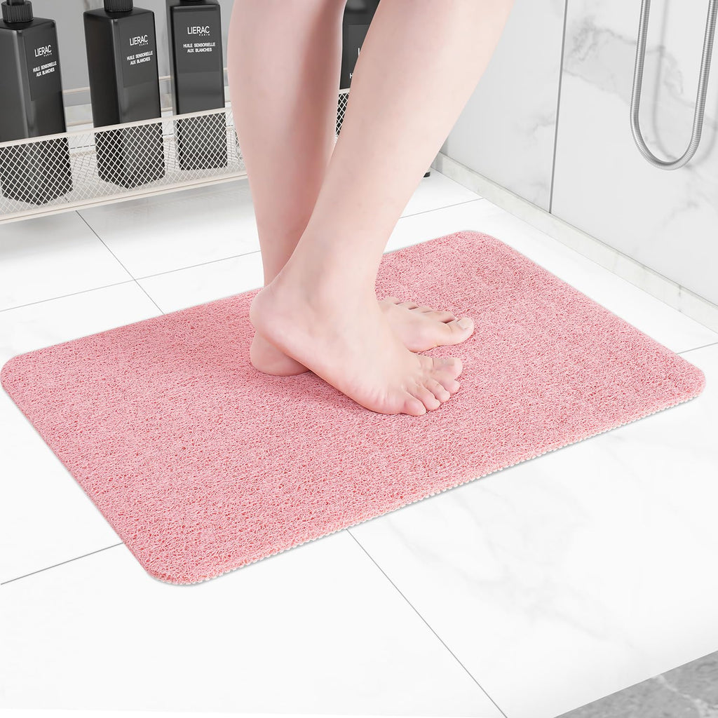 Hargiis Non Slip Bathtub Mat, Foot Scrubber Anti Slip Fast Drying Shower Mat for Tub, Floor,Bathroom, Home, Kitchen, Hotel, Beige, 24x16 Inches