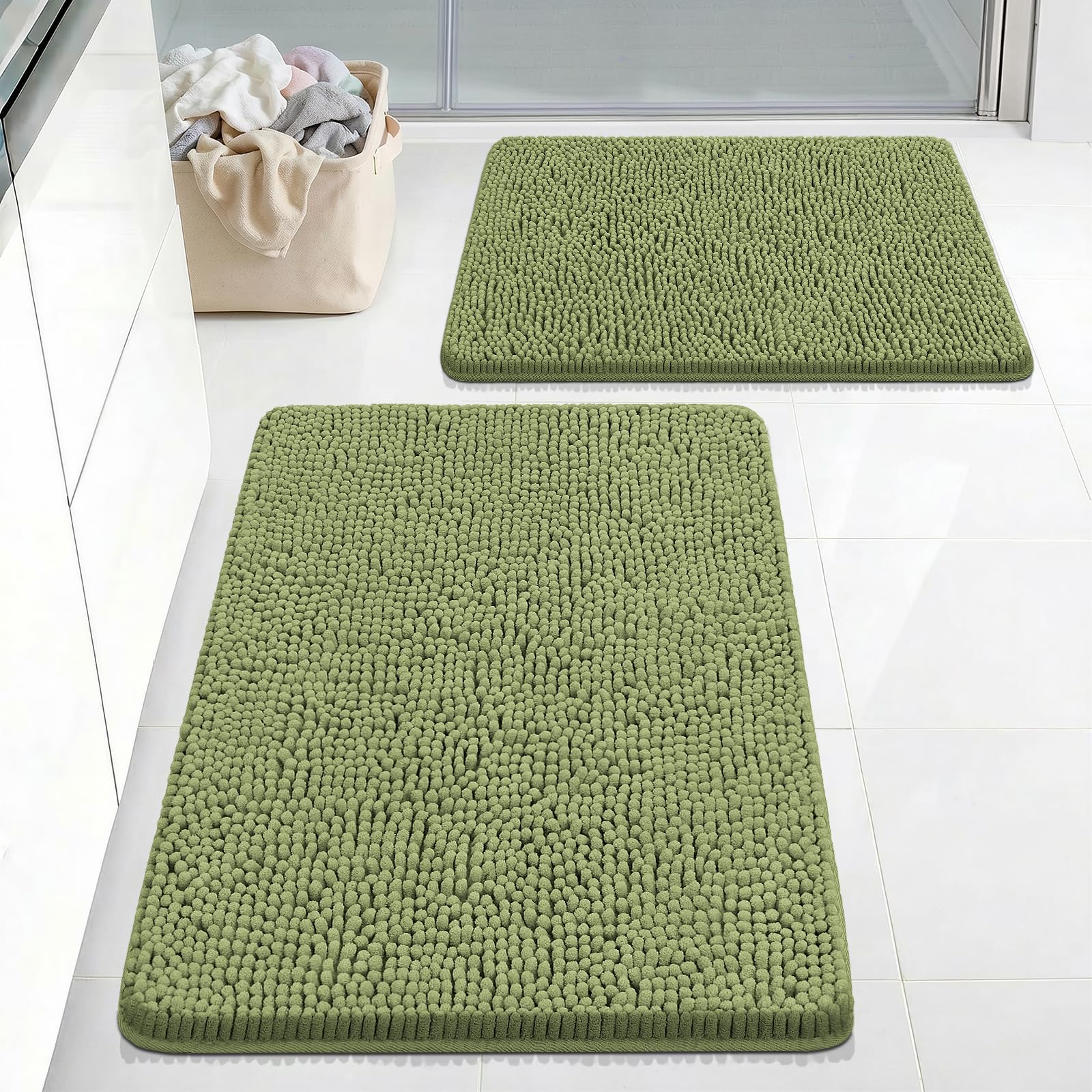 Bcoimo Bathroom Rugs 24x17, Bath Mats for Bathroom Non Slip with Rubber Backing,High Absorbent Microfiber Bath Rugs Quick Drying, Machine Washable, Durable Decor