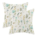 AEIOAE Spring Pillow Covers 18x18 Inch Set of 2,Sage Green Wild Flower Plant Throw Pillows Case,Seasonal Floral Outdoor Decorative Square Linen Farmhouse Decor Cushion Covers for Home Sofa Bed Couch