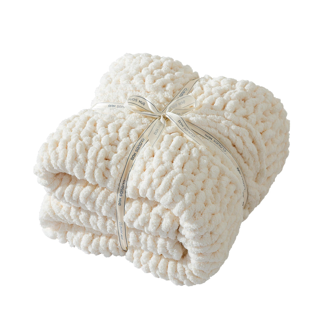 50x60 Inch Pink 100% Hand Knitted Chunky Soft Thick Warm Knit Throw Blanket for Couch Winter Use