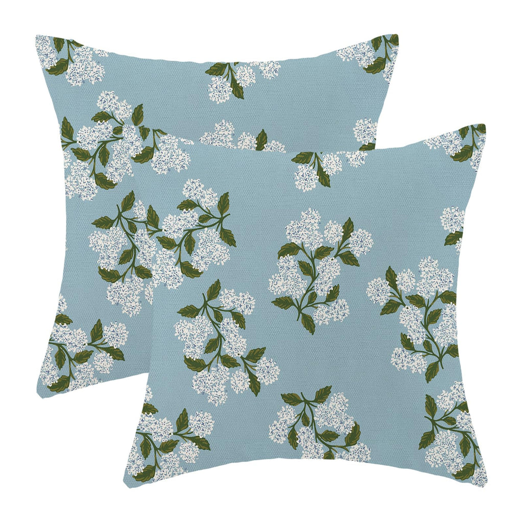 AEIOAE Spring Pillow Covers 18x18 Inch Set of 2,Sage Green Wild Flower Plant Throw Pillows Case,Seasonal Floral Outdoor Decorative Square Linen Farmhouse Decor Cushion Covers for Home Sofa Bed Couch