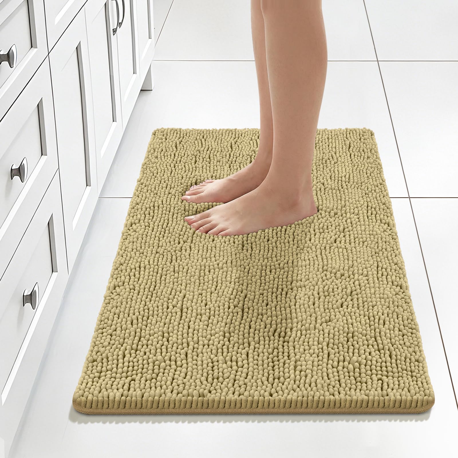 Bcoimo Bathroom Rugs 24x17, Bath Mats for Bathroom Non Slip with Rubber Backing,High Absorbent Microfiber Bath Rugs Quick Drying, Machine Washable, Durable Decor
