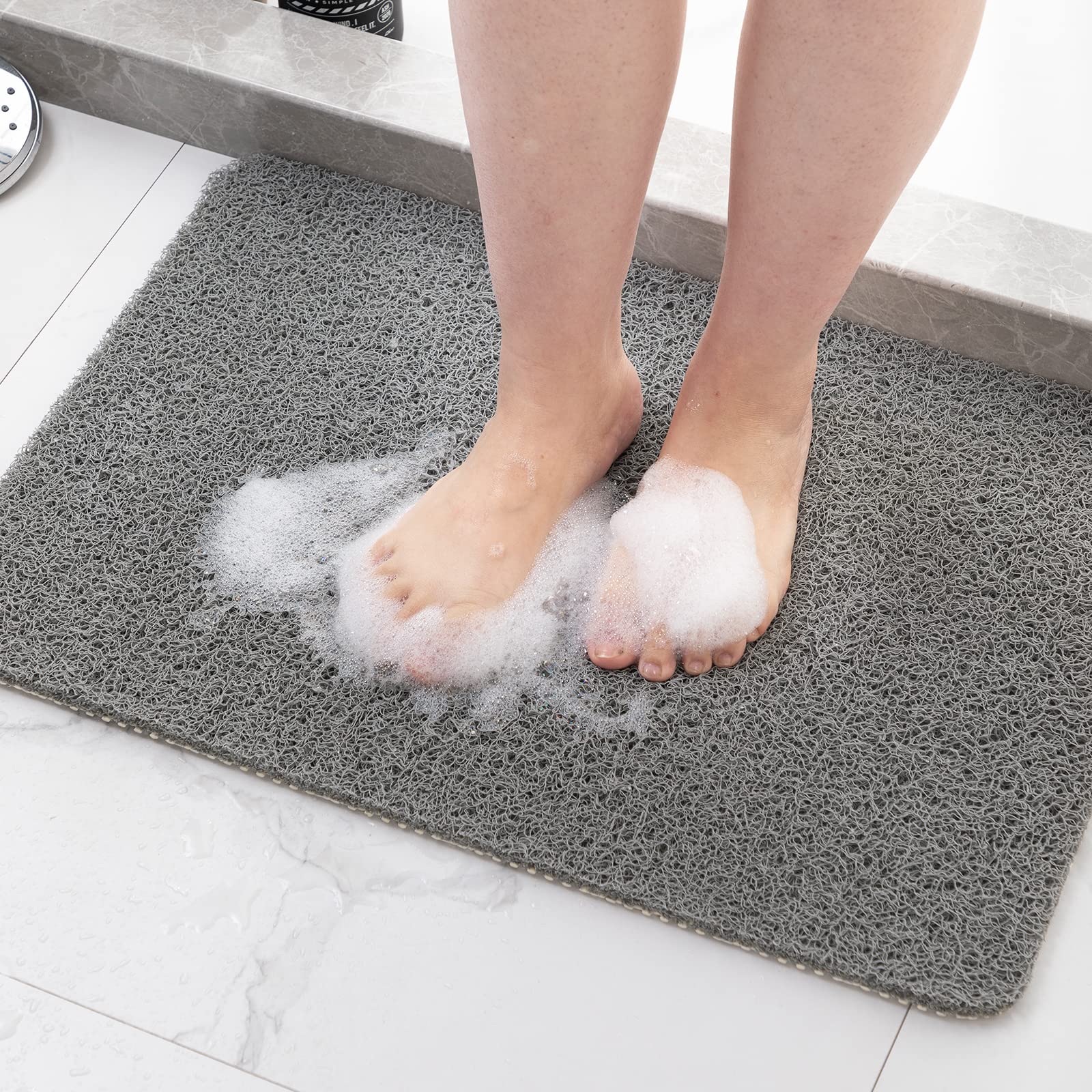 Hargiis Non Slip Bathtub Mat, Foot Scrubber Anti Slip Fast Drying Shower Mat for Tub, Floor,Bathroom, Home, Kitchen, Hotel, Beige, 24x16 Inches