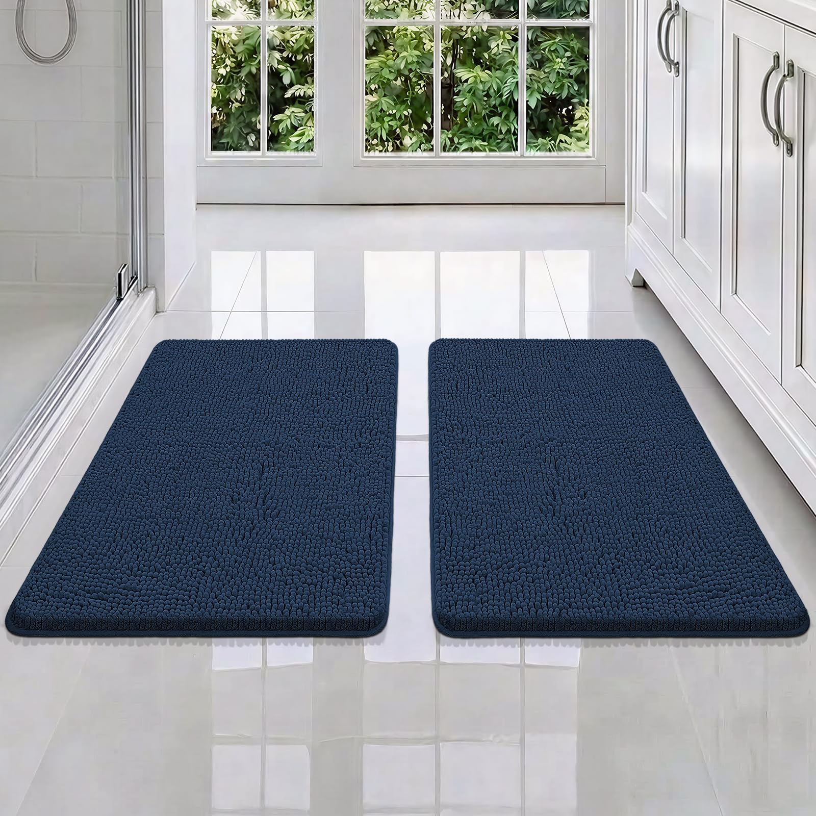 Bcoimo Bathroom Rugs 24x17, Bath Mats for Bathroom Non Slip with Rubber Backing,High Absorbent Microfiber Bath Rugs Quick Drying, Machine Washable, Durable Decor